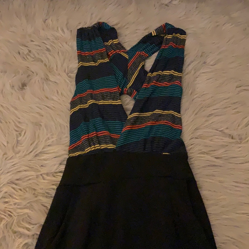 Black dress with stripped detail